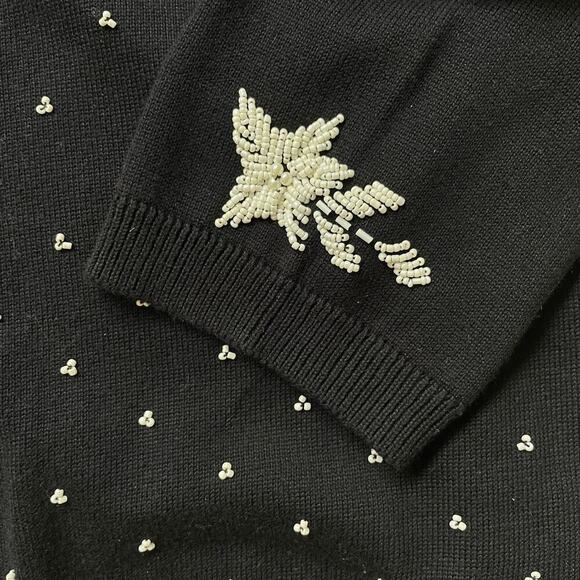 Vintage Casual Corner 2X Beaded Cardigan | Black, Pearl Buttons, Glam EUC - Picture 3 of 6